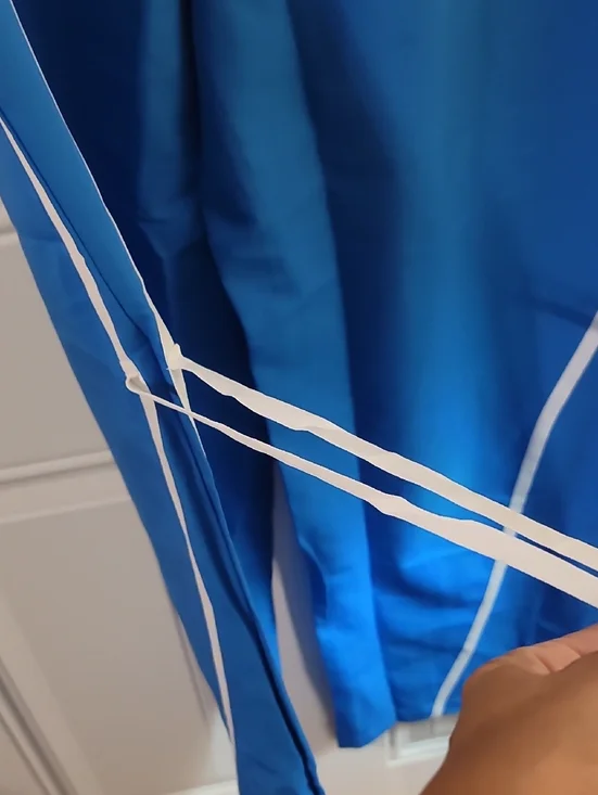 Women’s Blue Wide-Leg Pants with White Tie Detail - Picture 6 of 9